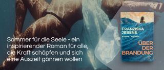 Frau im Wasser. Link zum Buch Über der Brandung.